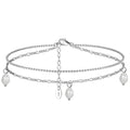 RINNTIN SA41 Silver Ball Chain&Diamond-Cut Figaro Chain Layered Anklet Beach Adjustable Chain Anklet Foot Jewelry