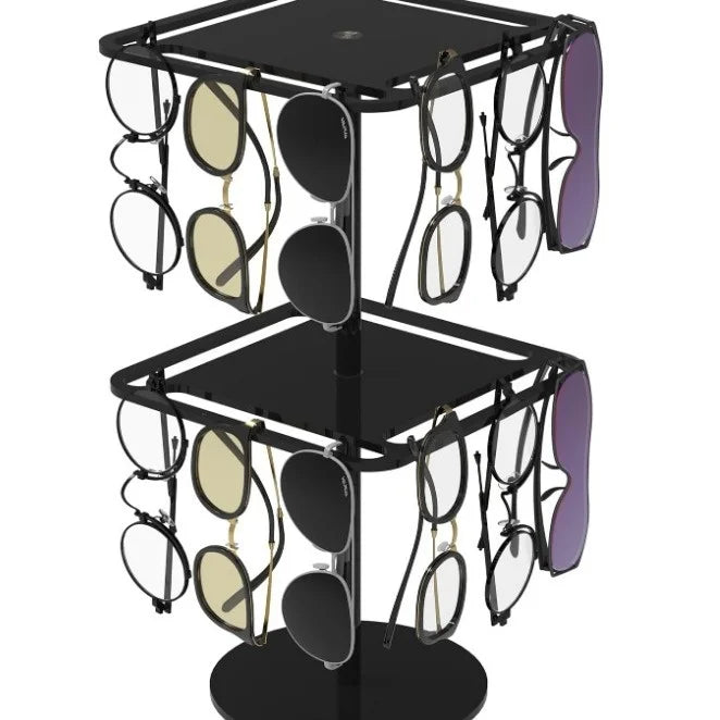 Modern Acrylic Rotating Sunglasses Display Rack Single or Double Black Transparent Desktop Glasses Storage for Exhibition Hall