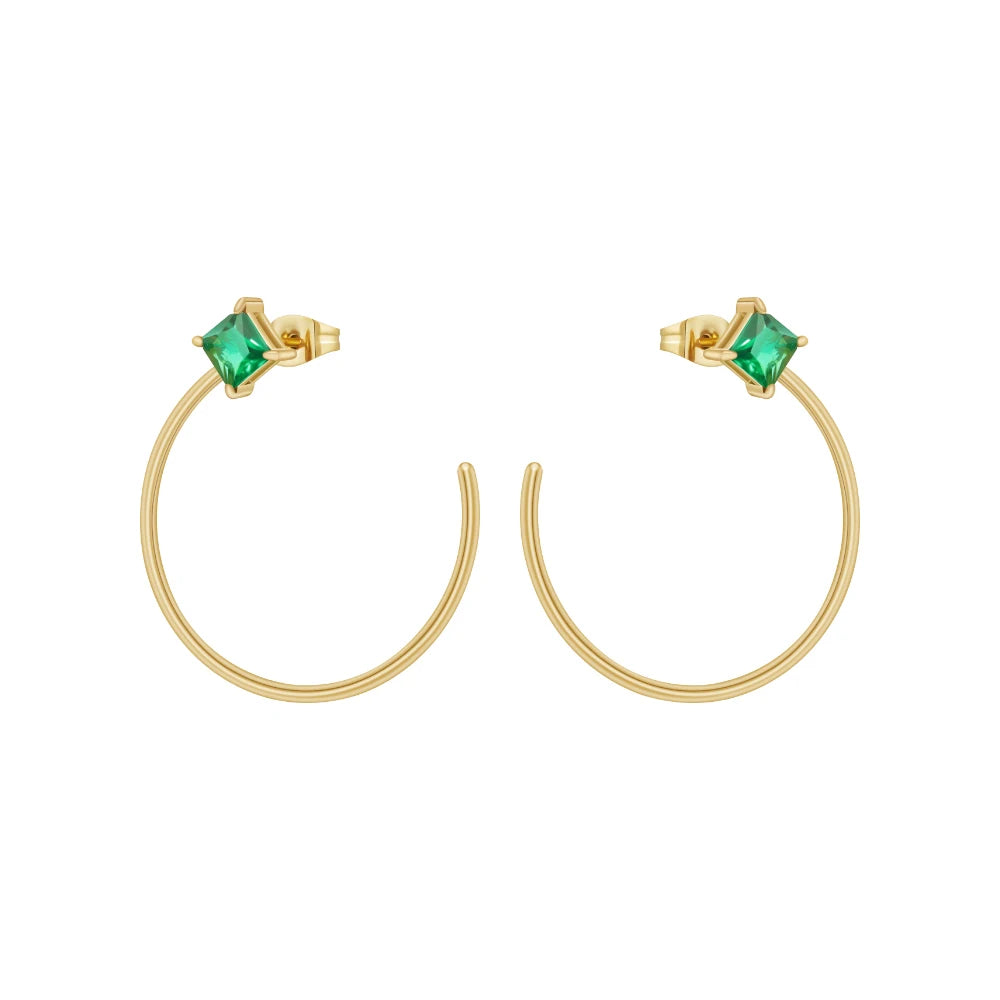 Latest 18K Gold Plated Stainless Steel Jewelry Inlay Glass Zircon C-Shape Hoop Earring Trendy for Women Party  Earrings E231481