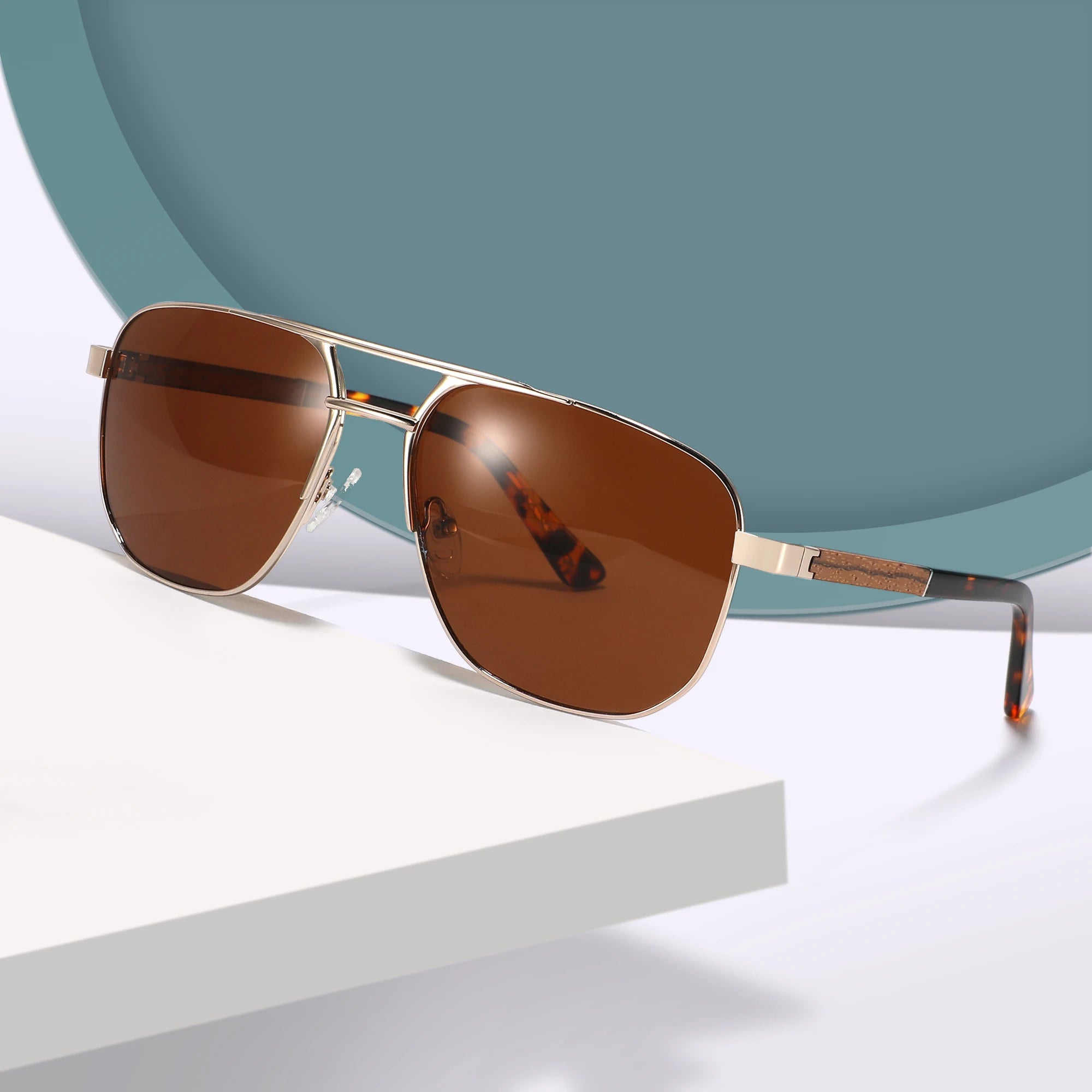 CONCHEN New Design Metal Frame Sunglasses Wood Temple Women Men Luxury Polarized Sunglasses Outdoor
