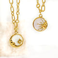 Cheap Price Gold Plating Stainless Steel White Enamel Sun Moon Flower Pendant Necklace for Women Girl