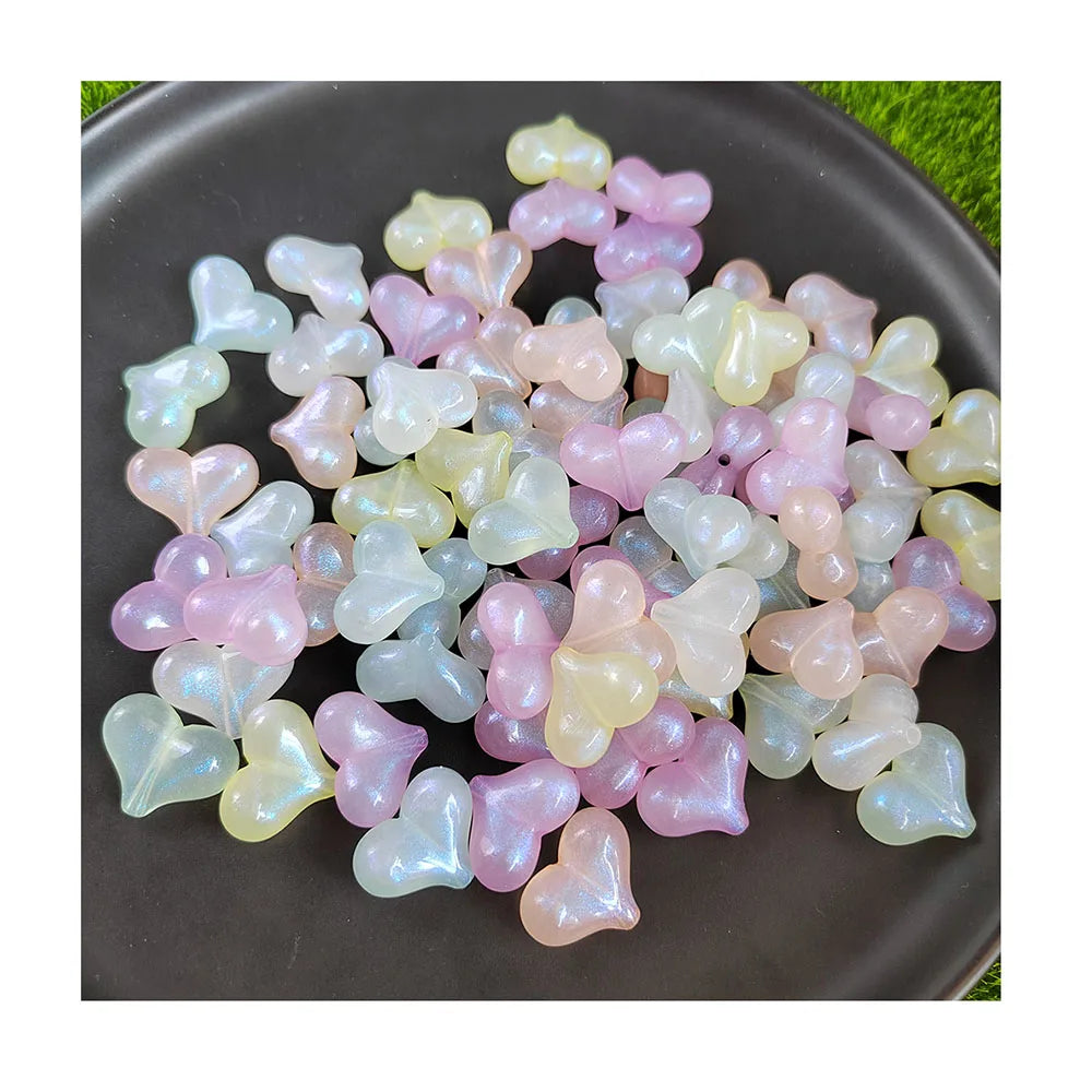 500g/Lot Acrylic Jelly Beads Charms Mixed Heart Bowknot Rabbit Bear Loose Spacer Beads for Bracelet Necklace Jewelry Making DIY
