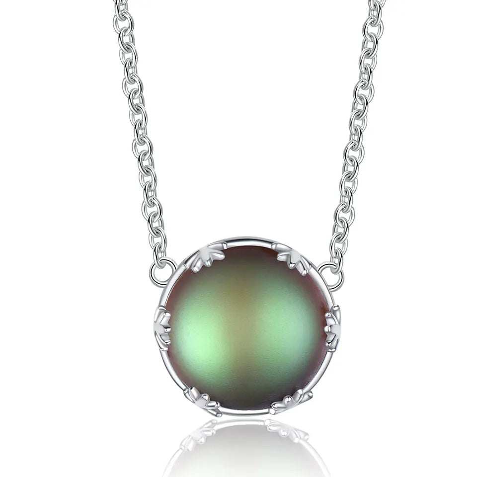 Wholesale Fashion Women Silver Jewelry Simple 925 Sterling Silver Choker Necklace Moonstone Pendant Necklace