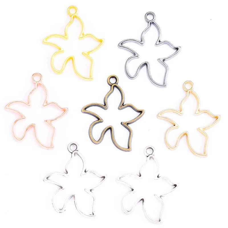 6 Colors Starfish Charms for Necklace Keychain Pendant DIY Metal Alloy Jewelry Marking 28*22mm D7139