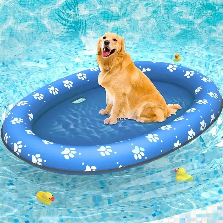 Inflatable Pet Dog Floating Row Beach Toy for Dog Cat Swimming Tool Foldable Swimming Pool Floating Row Bed Water Toy for Dogs