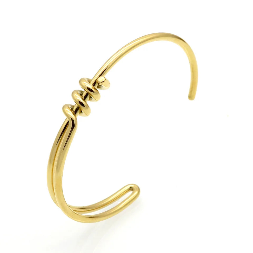 Hot Sale Stainless Steel Twisted Wire Knotted Screw Open Cuff Bangle Bracelet Charming Couple Bangles
