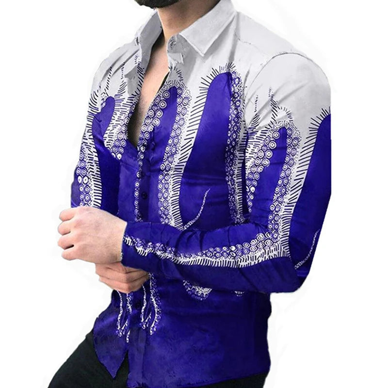 2025 Men's Business Casual Stretch Formal Designer Shirt Hot Sale Full Sleeve Custom Printed All Over Printed Large XL