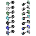 Stainless Steel Screw Back Stud Earrings for Women Men Rainbow Double Side 5A Cubic Zirconia Studs Earrings Piercing Jewelry
