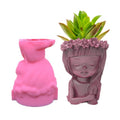 YS DIY Wreath Girl Flower Pot Vase Plant Mold Flower Arrangement Container Succulent Pot Home Garden Office Decor Ornaments Mold