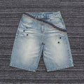 MC BUILD Brand Designer Jean Shorts Mid-rise Acid-wash Men Straight Denim Shorts with Bullet Hole Embroidery Design