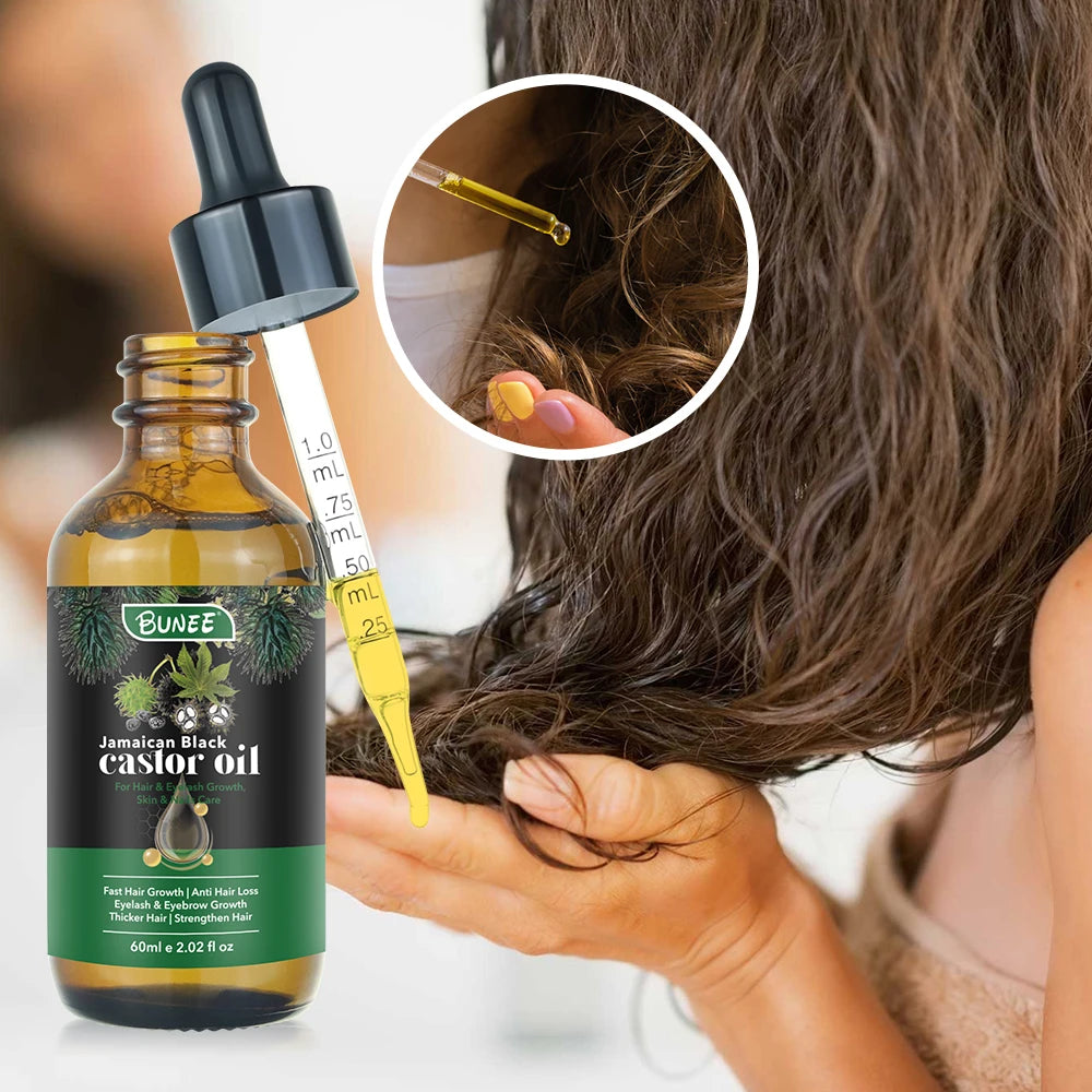 100% HIAR GROWTH TREATMENT Cold Press Organic Jamaican Black Castor Oil for SKIN HAIR and NAILS