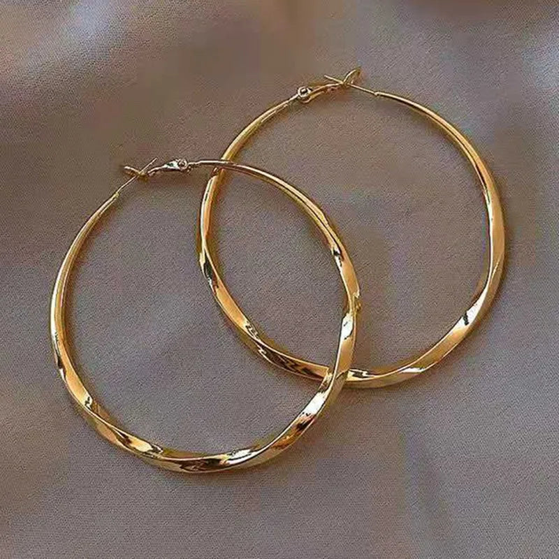 New Fashion Earrings Jewelry Gift Simple Gold Plated Earrings Exaggerated Big Hoop Earrings for Women Girls