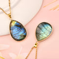 18k Gold Chain Blue Flash Labradorite Pendant Top Quality Labradorite Drop Necklace for Women
