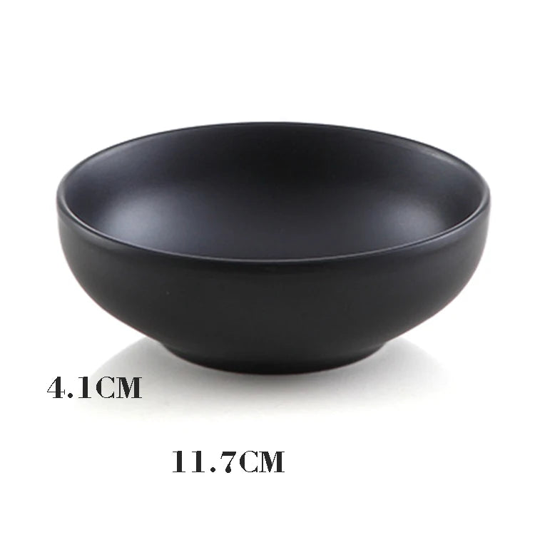 Unbreakable Korean Style Restaurant Tableware Rice and Soup Serving 4.5 Inch Black Melamine Bowl