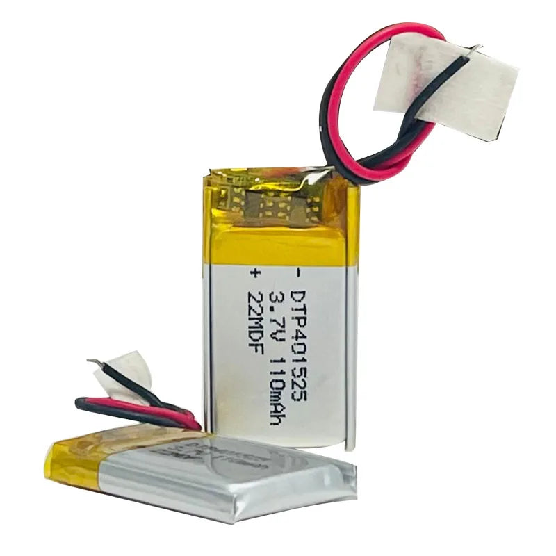 Hot Selling Lithium Model 15*25mm Batteries DTP 401525 3.7V 110mAh Rechargeable Li-polymer Small Lipo Polymer Battery