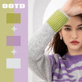 Custom Wholesale  Winter Casual Long Sleeve Women's Sweatershirt Pullover Crew Neck Contrast Color