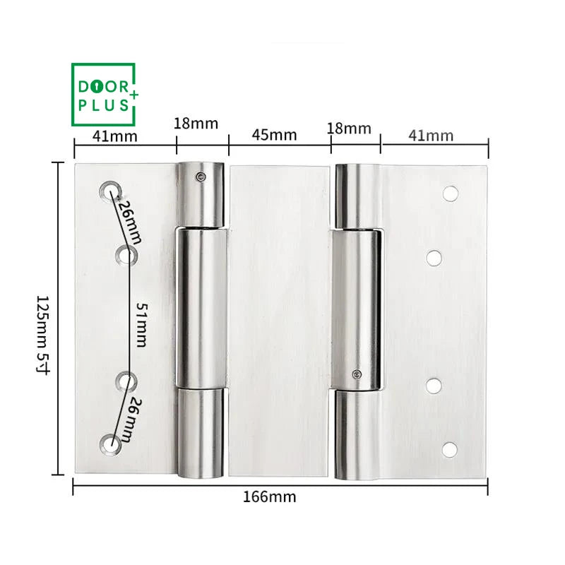 Doorplus New Satin Finish Stainless Steel 304 Modern Design Double Action Door Hinge for Heavy Door with Soft Close Feature