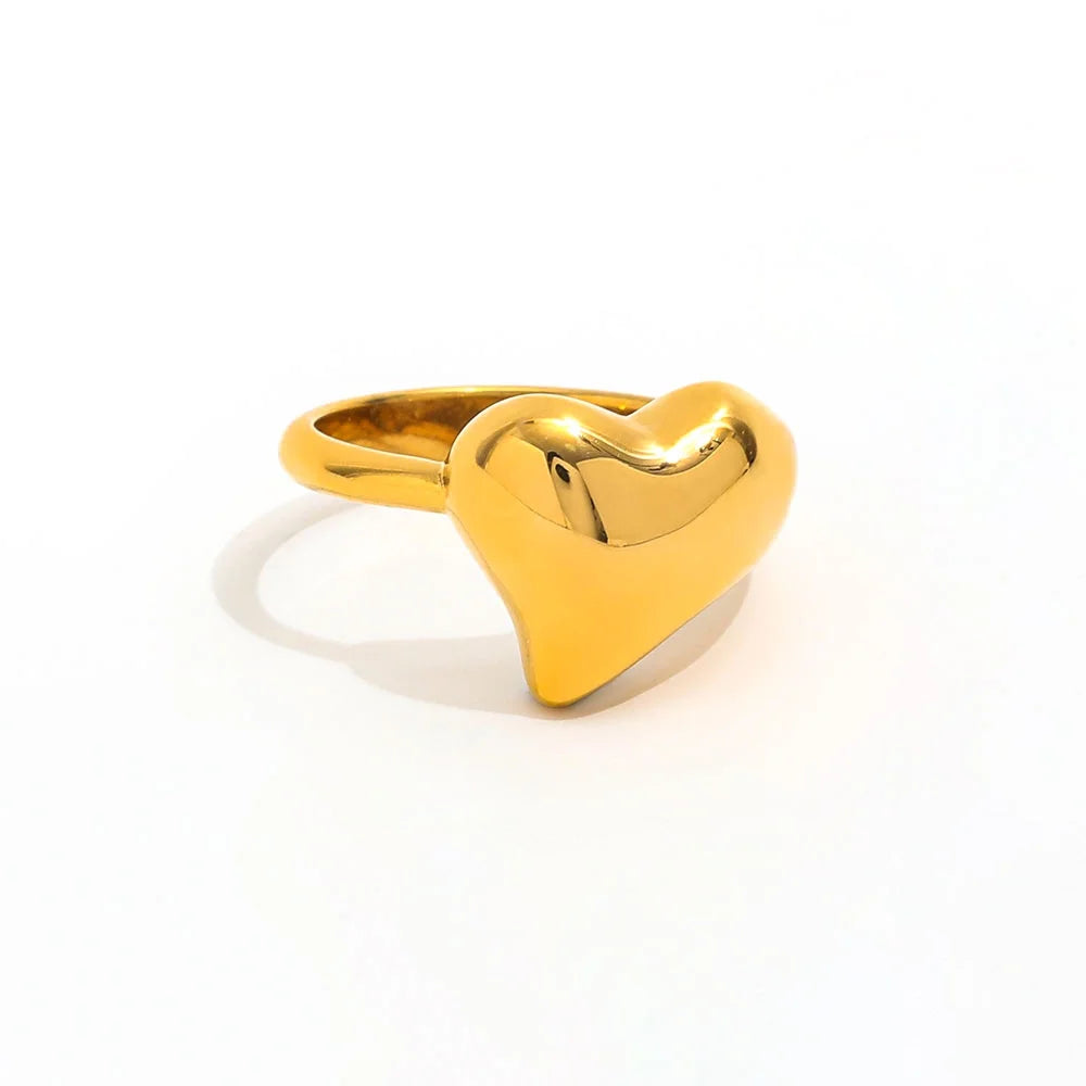 High End PVD 18K Gold Plated Dainty Stainless Steel Irregular Heart Finger Ring Trendy Unisex Party Gift for Women
