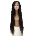 Sleek Wholesale Hot Selling Heat Resistant Fiber Middle Part Long Water Wave Swiss Lace Frontal Wig Synthetic Hair Wig for Women
