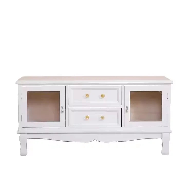 White Simple Wood Tv Stand Wood Tv Cabinet With Drawer and Showcase for Living Room Furniture