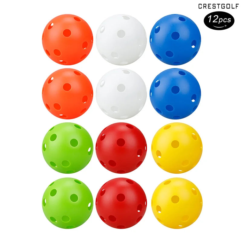 TPE Airflow 26 Holes 12 Pack Hollow Training Balls Outdoor Indoor Practice 74mm 23g Pickleball