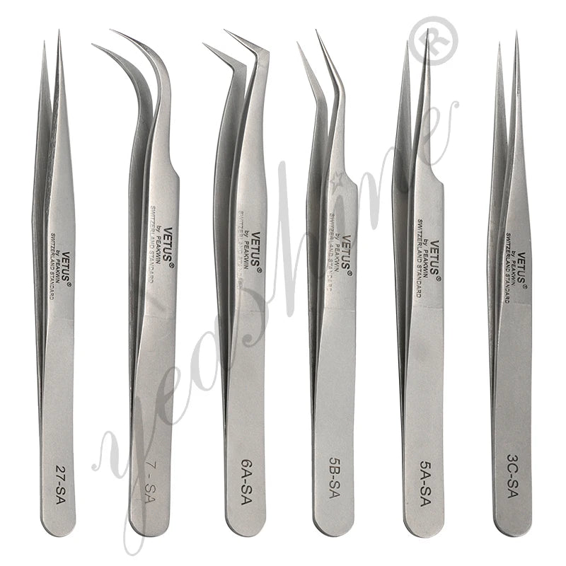 Private Label Lash Extension Magnetic Eyelash Stainless Steel Pointed Set Oem Volume Straight Tweezer