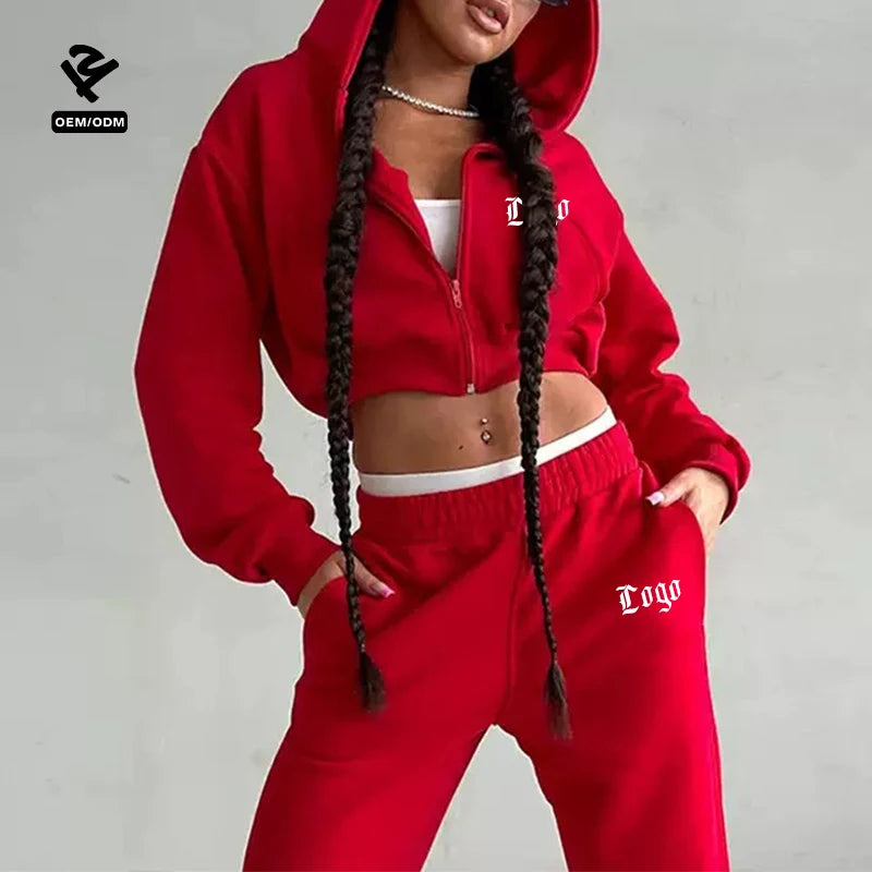 F5172 Clothing Manufacturers Custom Two Piece Set Women Clothing Workout Sets for Women Sweat Suits Zip Loungewear Women Sets