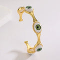 Copper Gold Plated Evils Eyes Open Bangle Gold Plated Brass Enamel Eyes  Bangle for Women