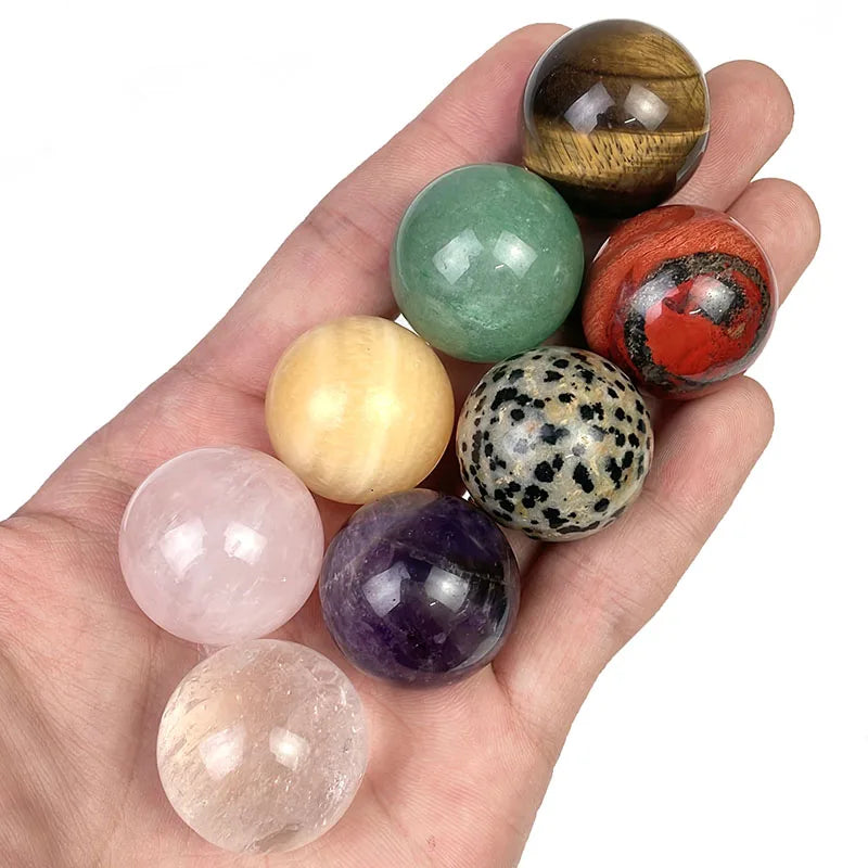 Hot Sale Wholesale 25mm Natural Rock Polished Gemstone Beads Amethyst Rock Quartz jasper Stone Sphere Crystal Ball