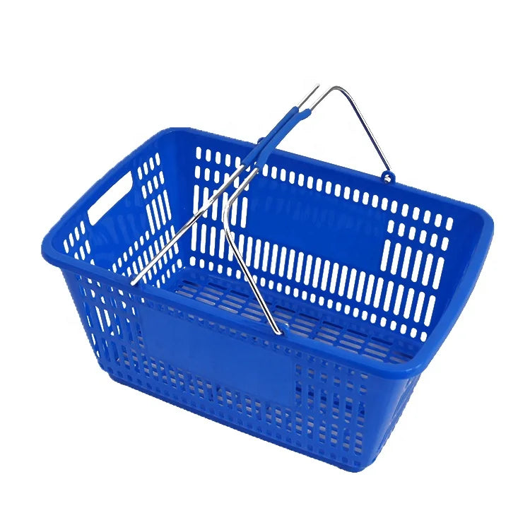 Supermarket PP Two Handle Eco-Friendly Shopping Basket Customized Logo Multi-Color Options for Shopping Mall Use 35L Capacity