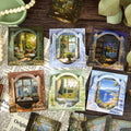 20pcs/pack PET Sticker Pack Painting Reflection of the Window Series Bottoming Decorative Retro Fresh Stickers Handbook