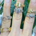 RA1066 Simple Dainty Plain Shiny 18k Gold Silver Plated Star Finger Styling Dome Stacking Everyday Open Rings for Ladies