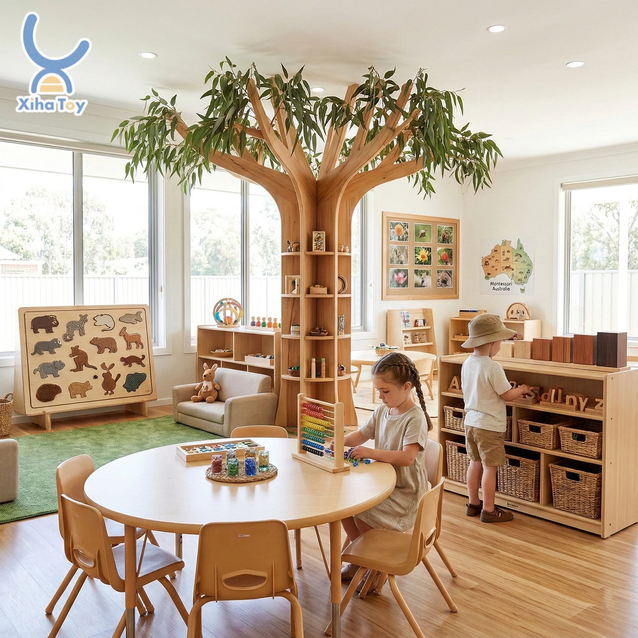Montessori Children Nursery Furniture Preschool Daycare Wooden Table and Chair for Kindergarten Learning Center School Design