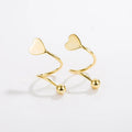 CLBX Women's S925 Sterling Silver Love Earstuds Smooth Face Star Heart Shaped Wind Earrings Composed Silicone Wood Leather Metal