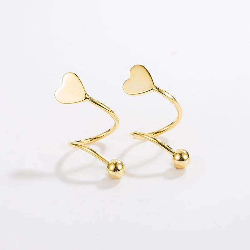 CLBX Women's S925 Sterling Silver Love Earstuds Smooth Face Star Heart Shaped Wind Earrings Composed Silicone Wood Leather Metal