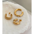 3 Designs Stainless Steel Cubic Zircon Twisted Wide Chunky Hoop Earrings 18K Gold Plated Pearl Earrings Statement Jewelry 2022