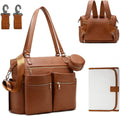 Baby Bag Diaper Bag Tote Leather Backpack Bag with Changing Station & Stroller Straps & Pacifier Case for Boys Girls