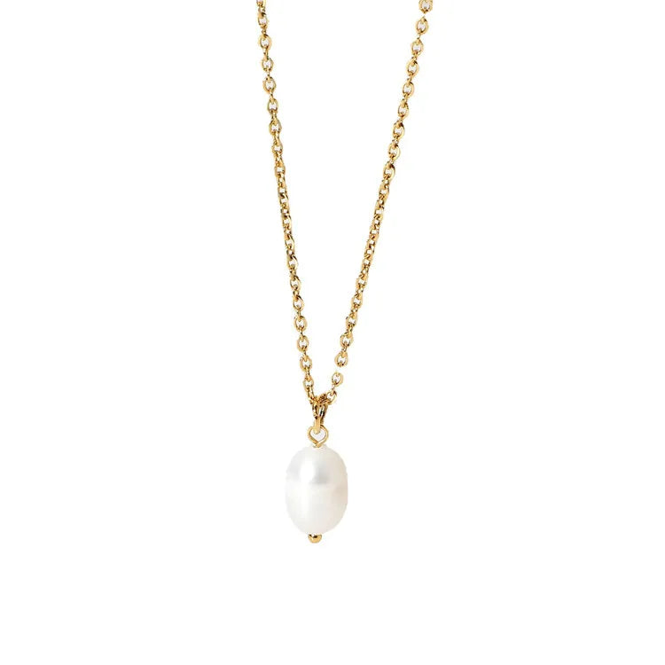 SP Hot Selling Charm Necklace Stainless Steel Made Freshwater Pearl Pendant Necklace for Ladies