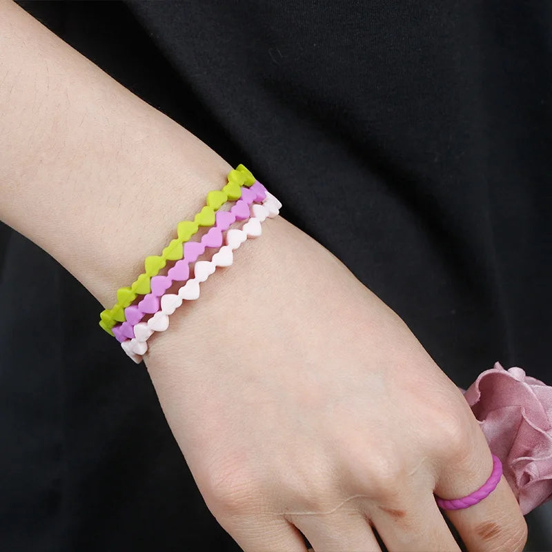 New Design Heart Shape Stretchable Bangles Jewelry Women Silicone Bracelets Bangles