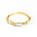 Luster Jewelry Trendy Gold Plated Dainty Opal Rings 925 Sterling Silver for Women