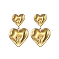 Fashion Waterproof Irregular Double Layer Heart Shaped Huggie Earrings Stainless Steel 18K Gold Plated Trendy Women's