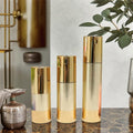 Gold-Highlighted Luxury Airless Lotion Mist Pump Spray Bottle 15ml-50ml Capacity Flat Oval Face Cream Cosmetic Screen Printing