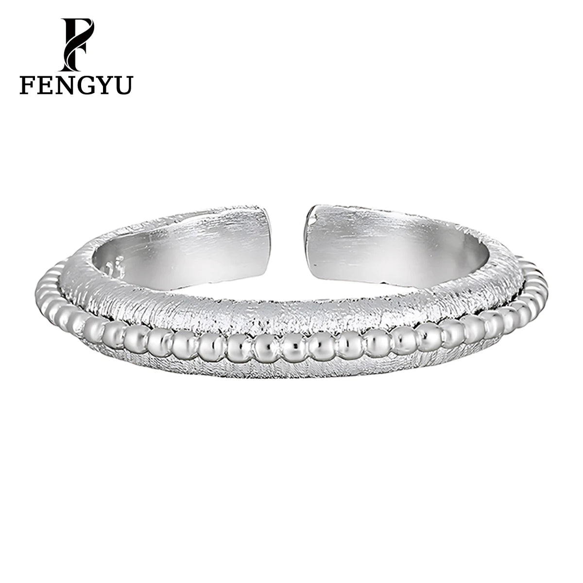 Fine Brushed Beaded Rings for Women 925 Sterling Silver Fashion Girls Adjustable Ring Designer Custom Jewelry Wholesale