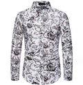 Fashion Social Men's Shirt Button Down Shirt Casual Printed Long Sleeve Blouse Tops Men's Party Wear