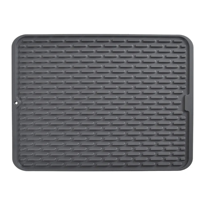 Rectangular Grey Silicone Eco-Friendly Stocked Modern Drain Pad Food Grade Kitchen Cleaning Mat Quick Dry Heat-resistant