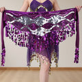 Women Fashionable Design Shiny Sequin Half Circle Short Mermaid Wrap Skirt for Belly Dance Performance Mini Dress up