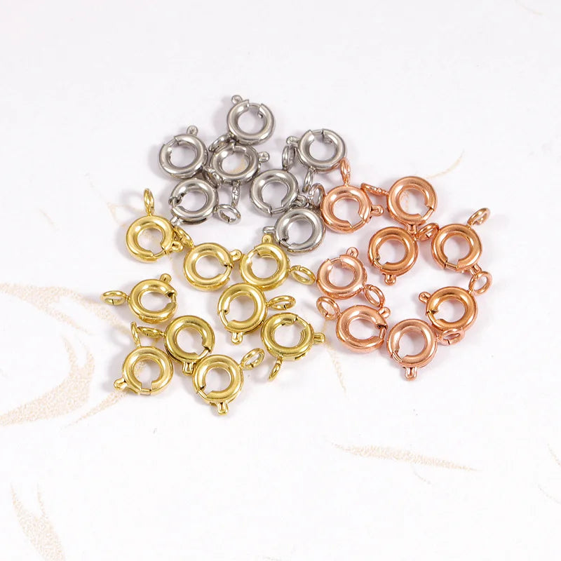 Discount Stainless Steel 5mm DIY Jewelry Accessory Gold Plated Stainless Steel Spring Ring Closed Lock Clasp Clip