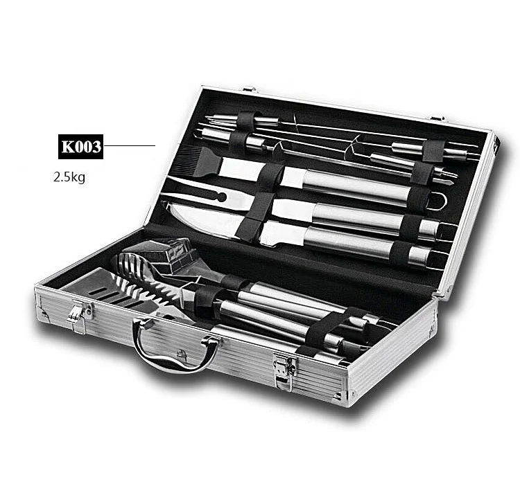 Bespoke Hot Selling BBQ Grill Tools Set Stainless Steel BBQ Grill Tools With Aluminium Case/