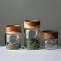High Borosilicate Glass Honey Jar 100ml 3oz with Acacia Wooden Screw Lid Travel Spice Use 200ml Capacity