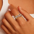 Anillo De Acero Inoxidable No Tarnish Stainless Steel Multilayer Zirconia Rings Two Tone Interlocking Link Eternity Ring Anxiety